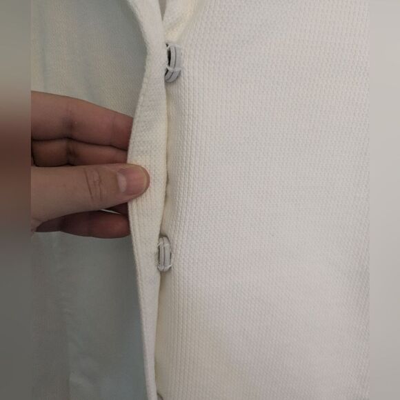 Eileen Fisher White Cotton Button Blazer Size M - Picture 3 of 4
